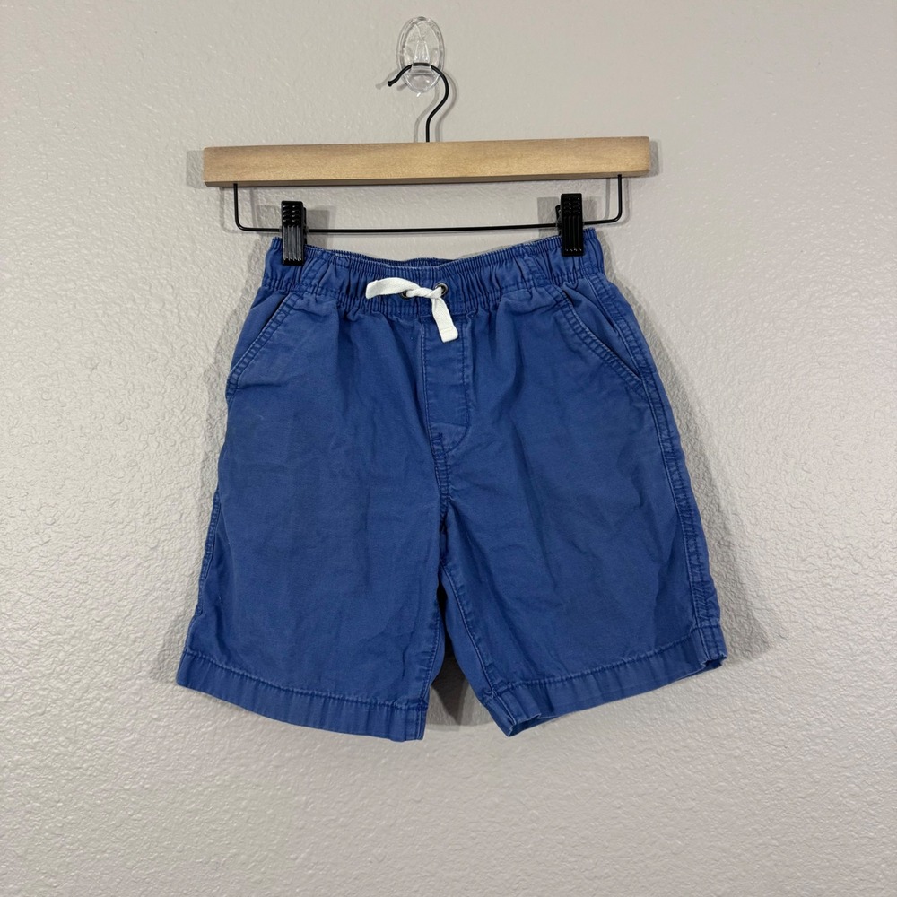 Hanna Andersson Kids' Size 8 Blue Cotton Elastic Waist Drawstring Chino Shorts
